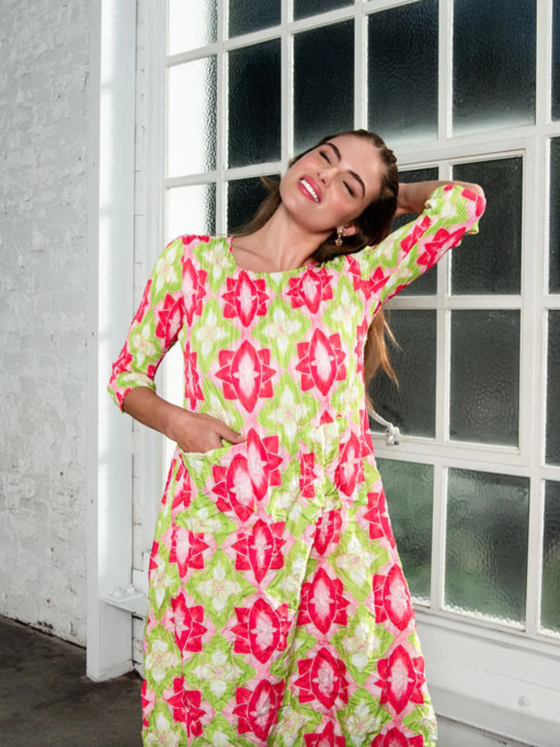 3/4 Sleeve Smash Pocket Dress - Prints - Image 23