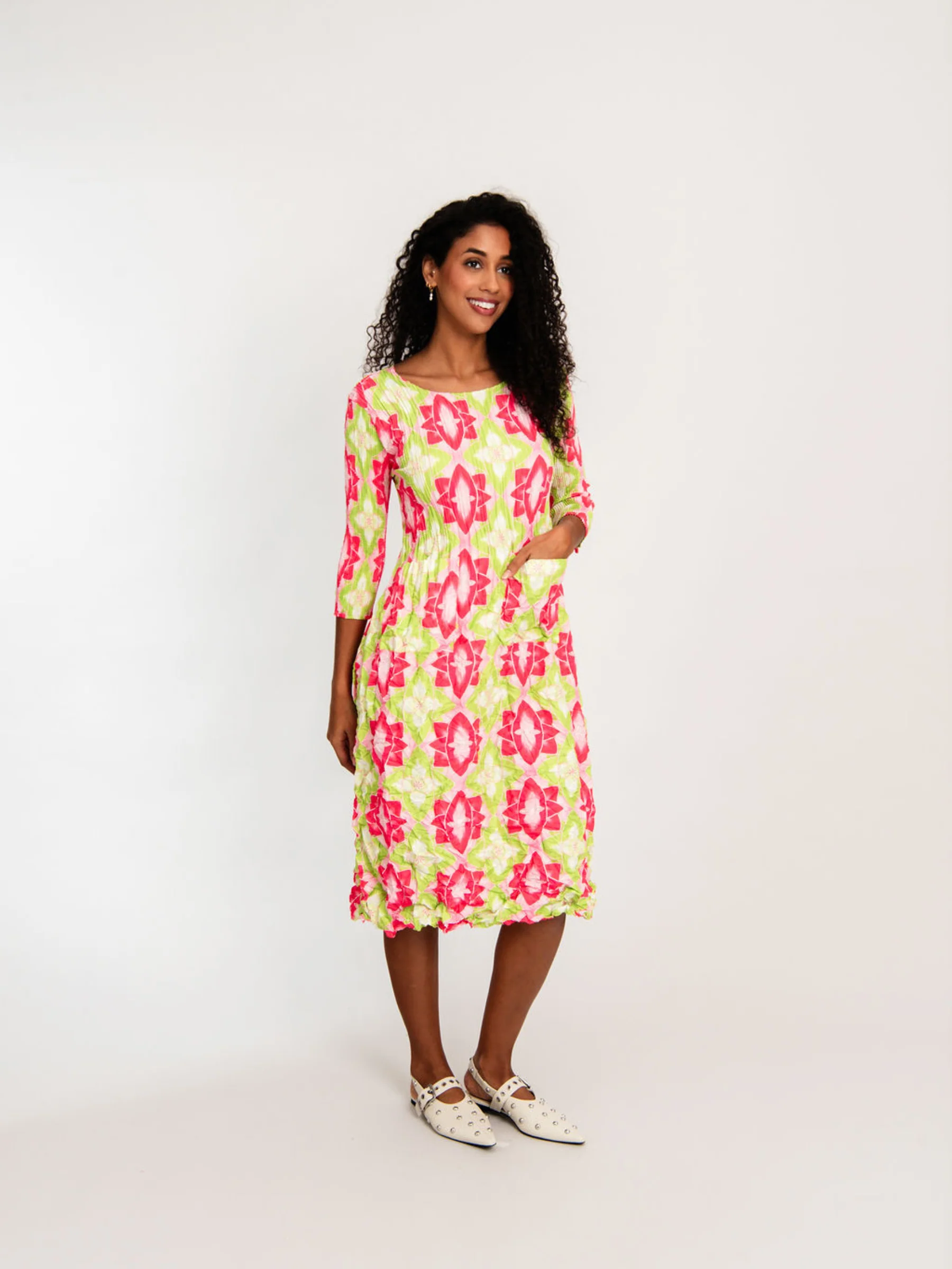3/4 Sleeve Smash Pocket Dress - Prints - Image 25