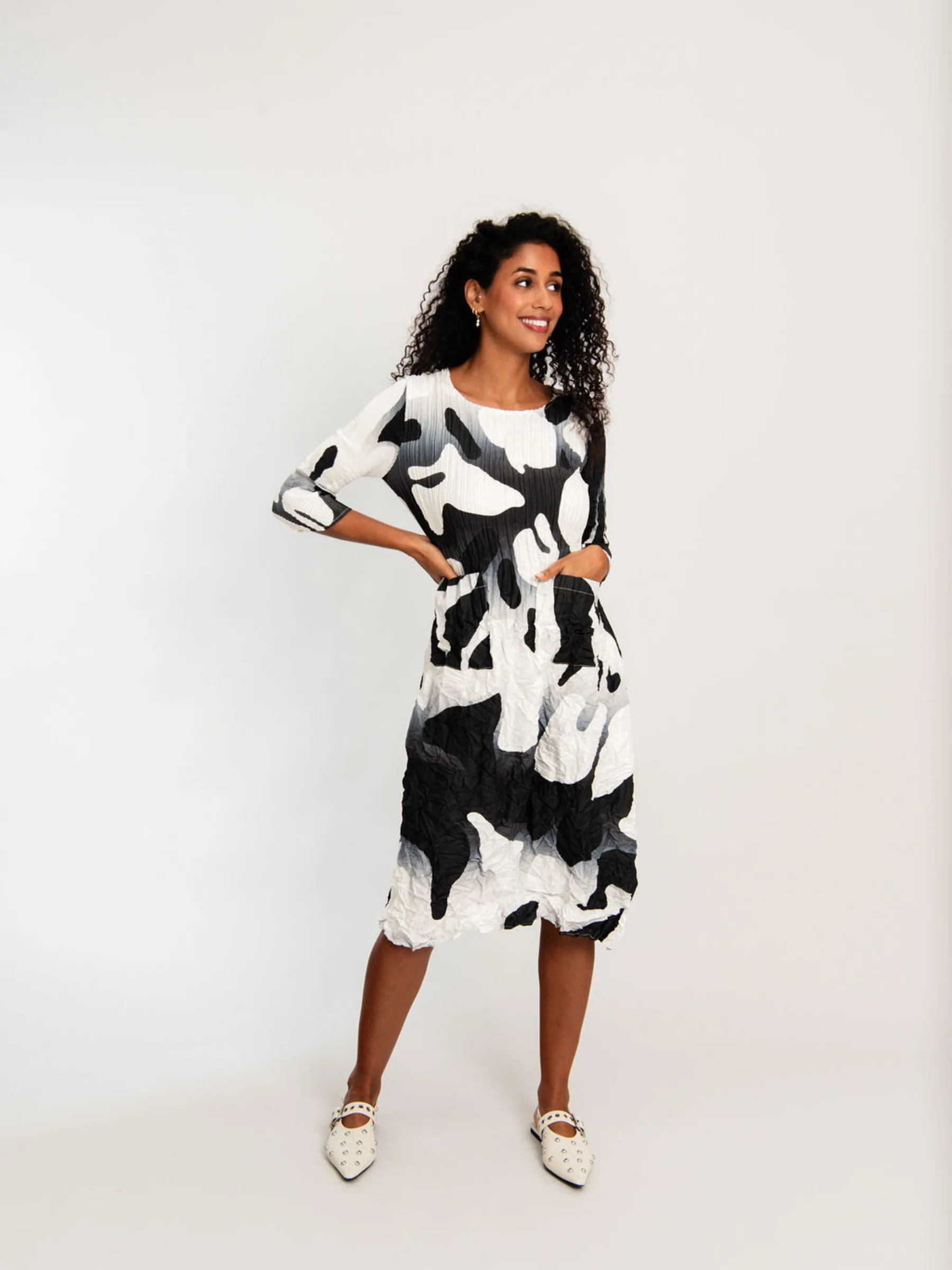 3/4 Sleeve Smash Pocket Dress - Prints - Image 29