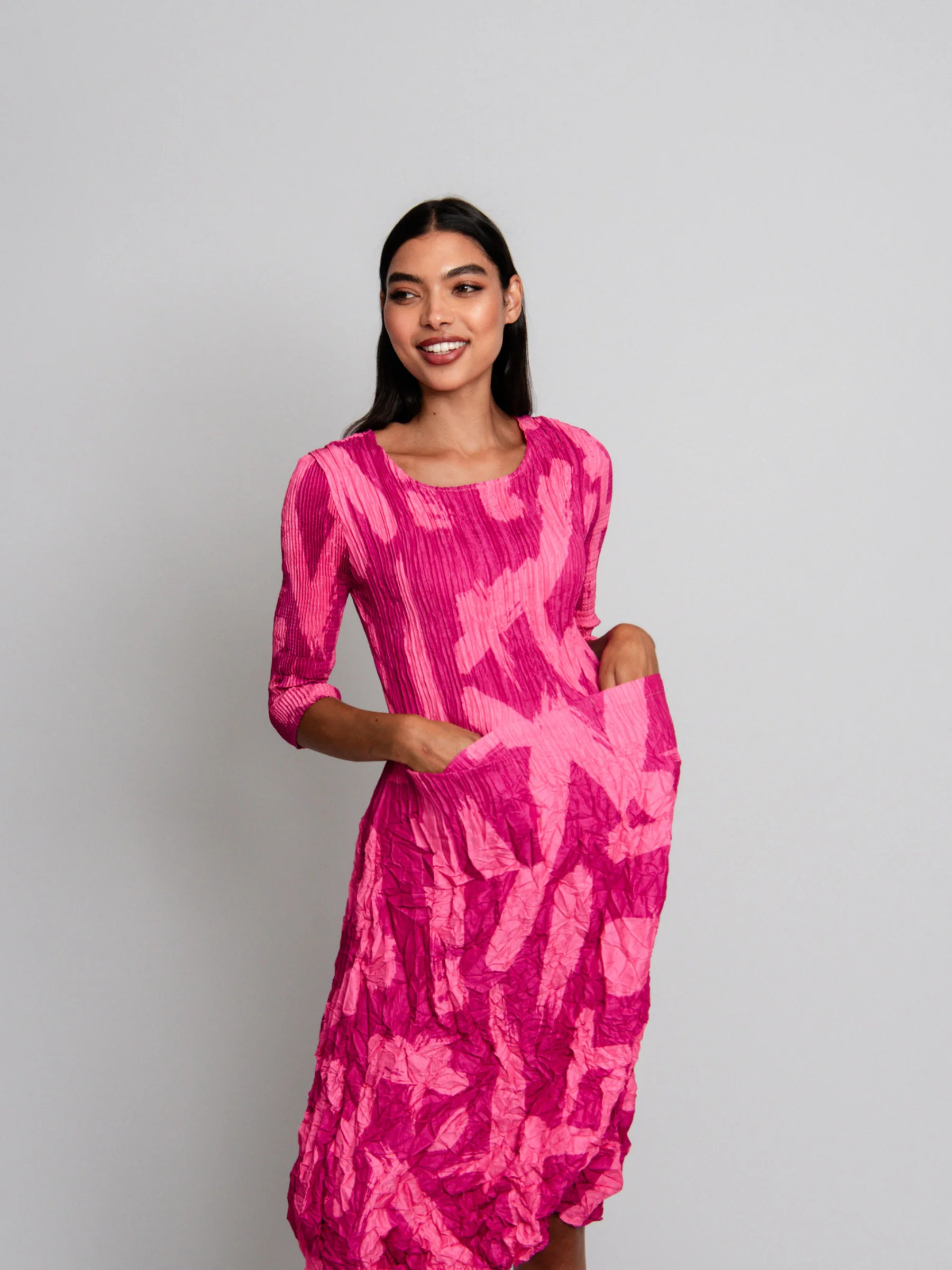 3/4 Sleeve Smash Pocket Dress - Prints - Image 37