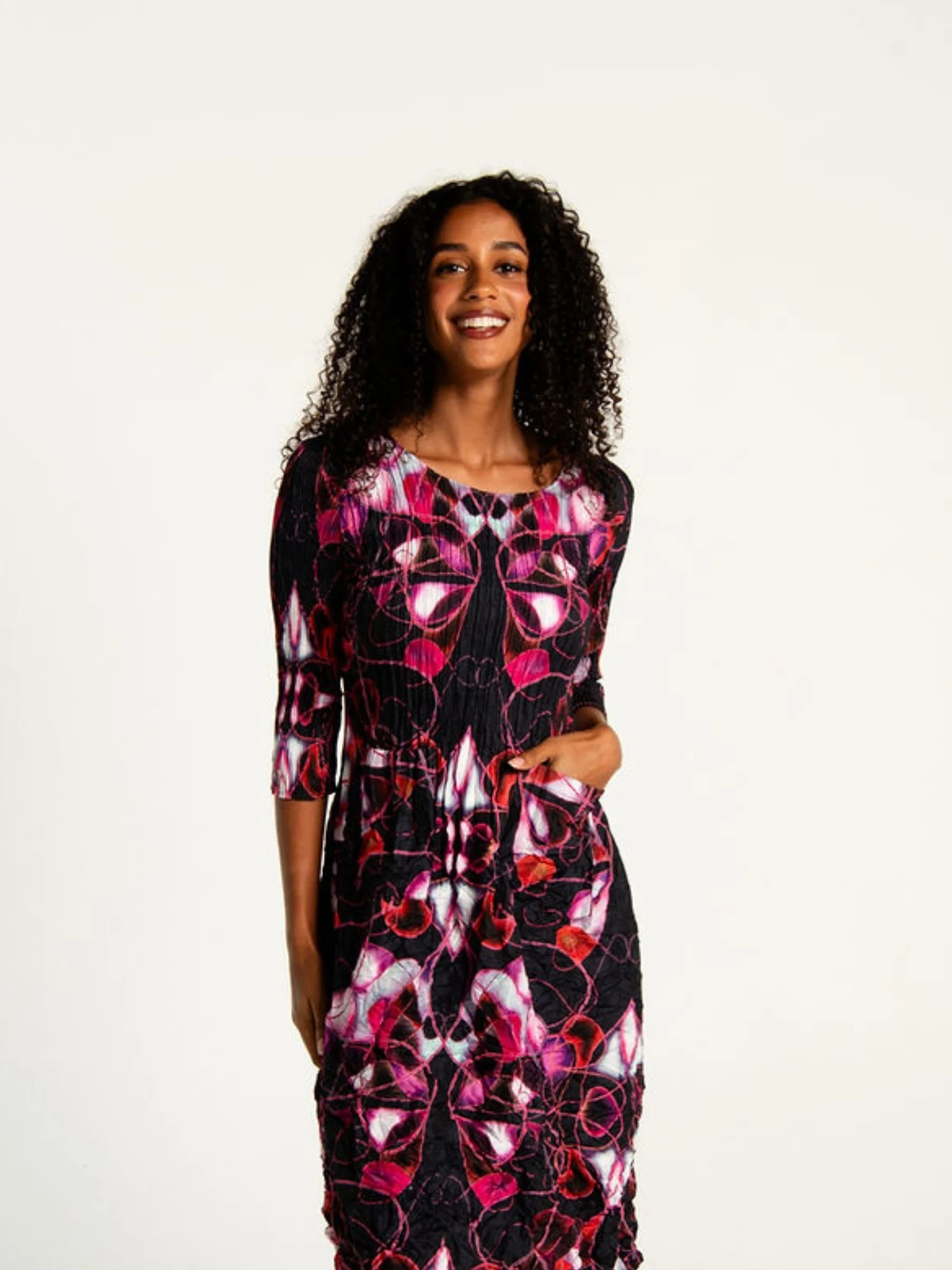 3/4 Sleeve Smash Pocket Dress - Prints - Image 16