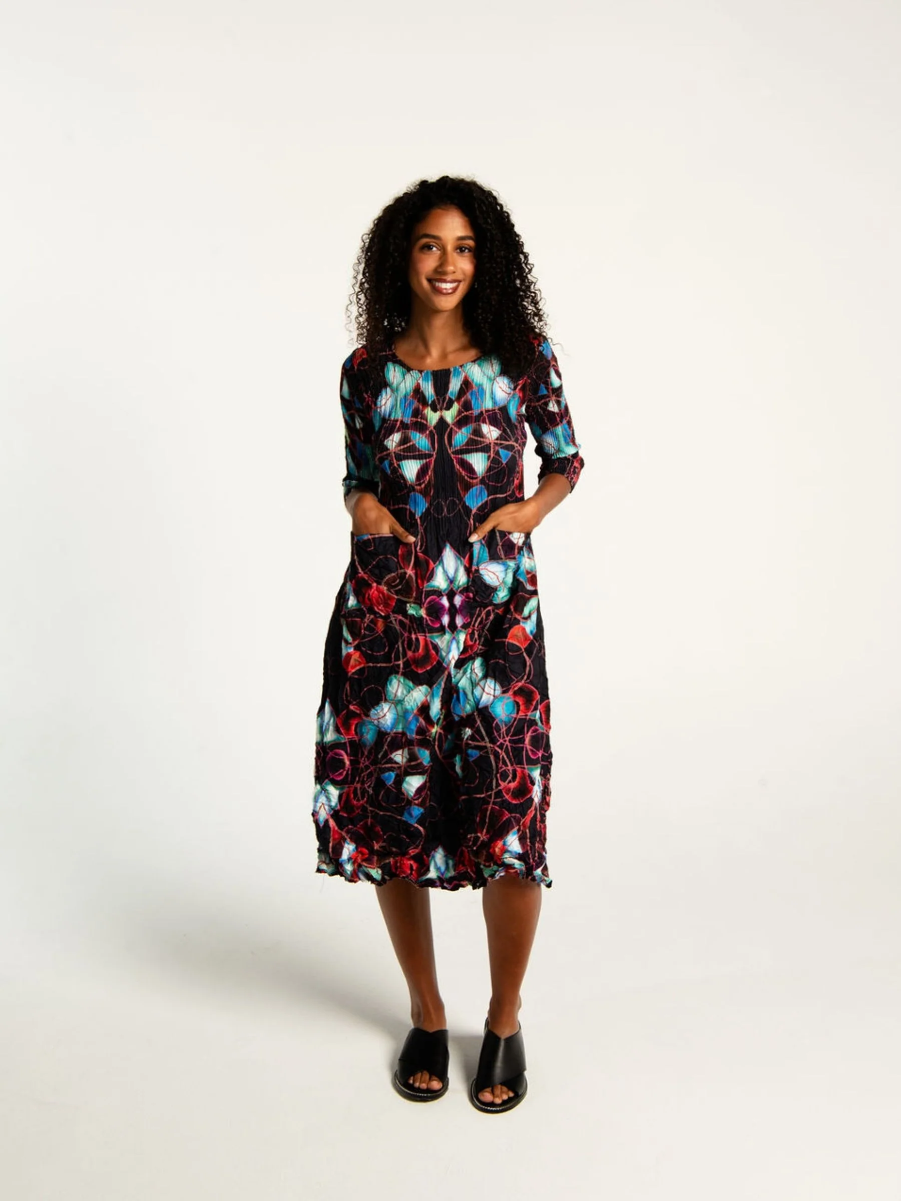 3/4 Sleeve Smash Pocket Dress - Prints - Image 23