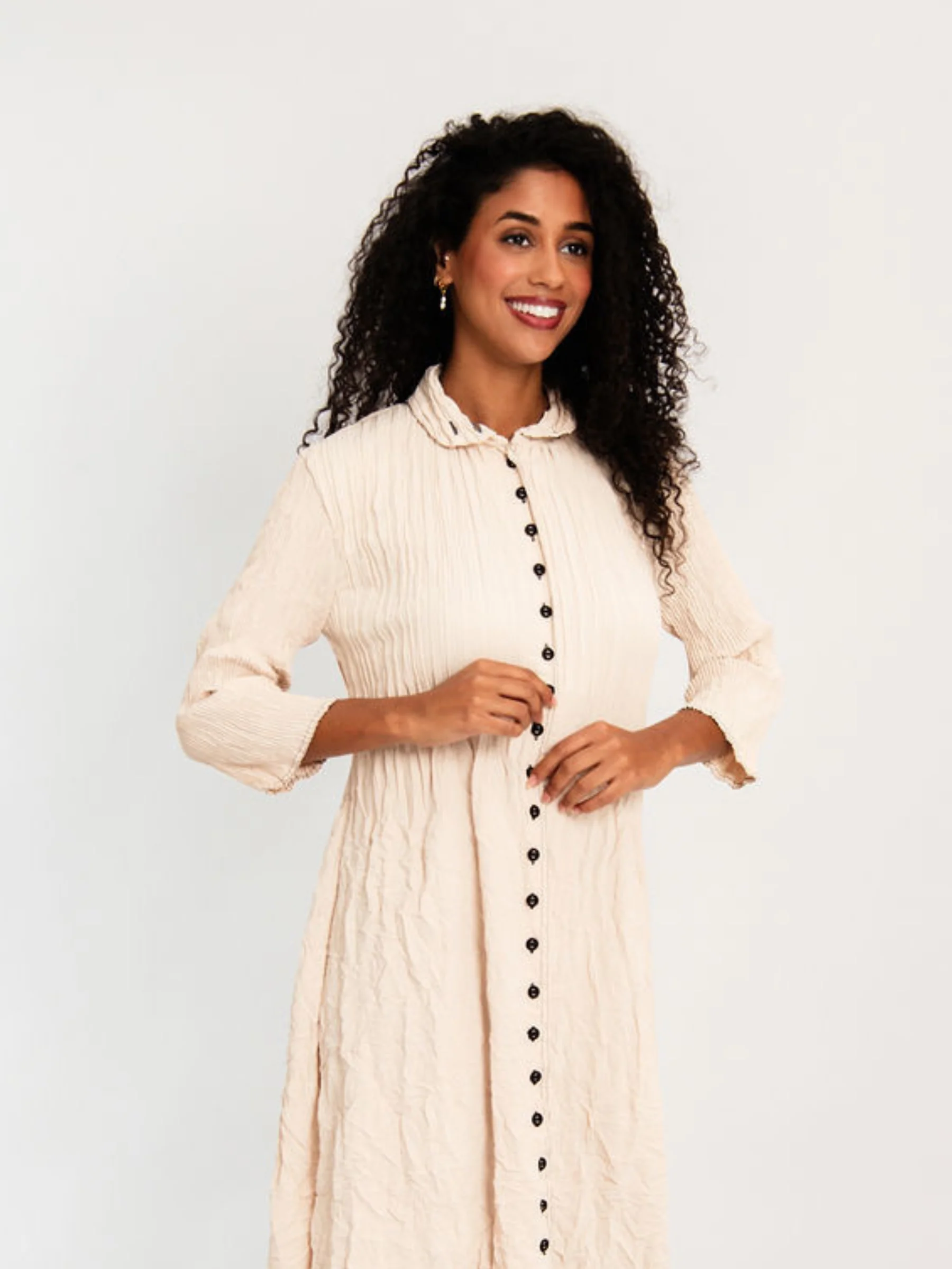 Contrast Linen Like Nehru Coat Dress - Image 3