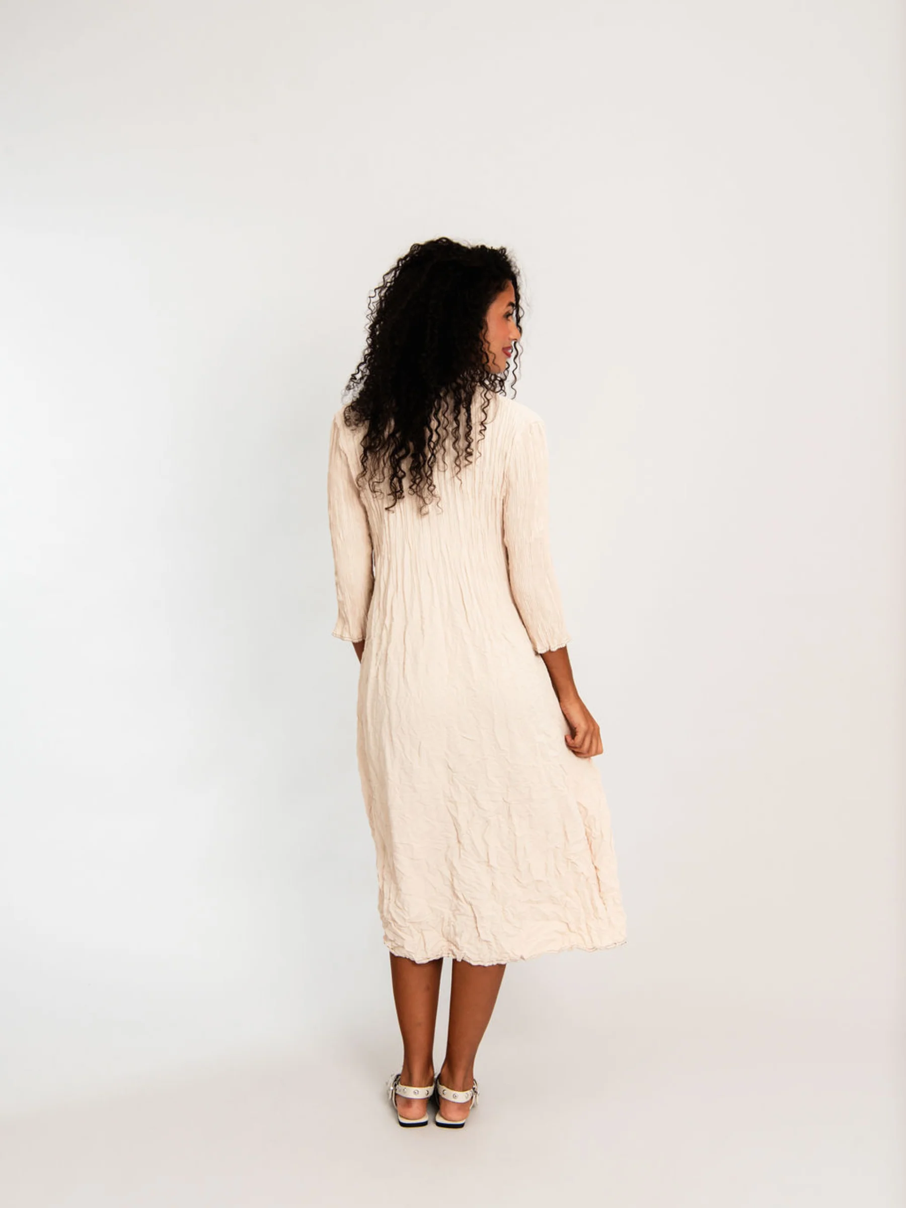 Contrast Linen Like Nehru Coat Dress - Image 5