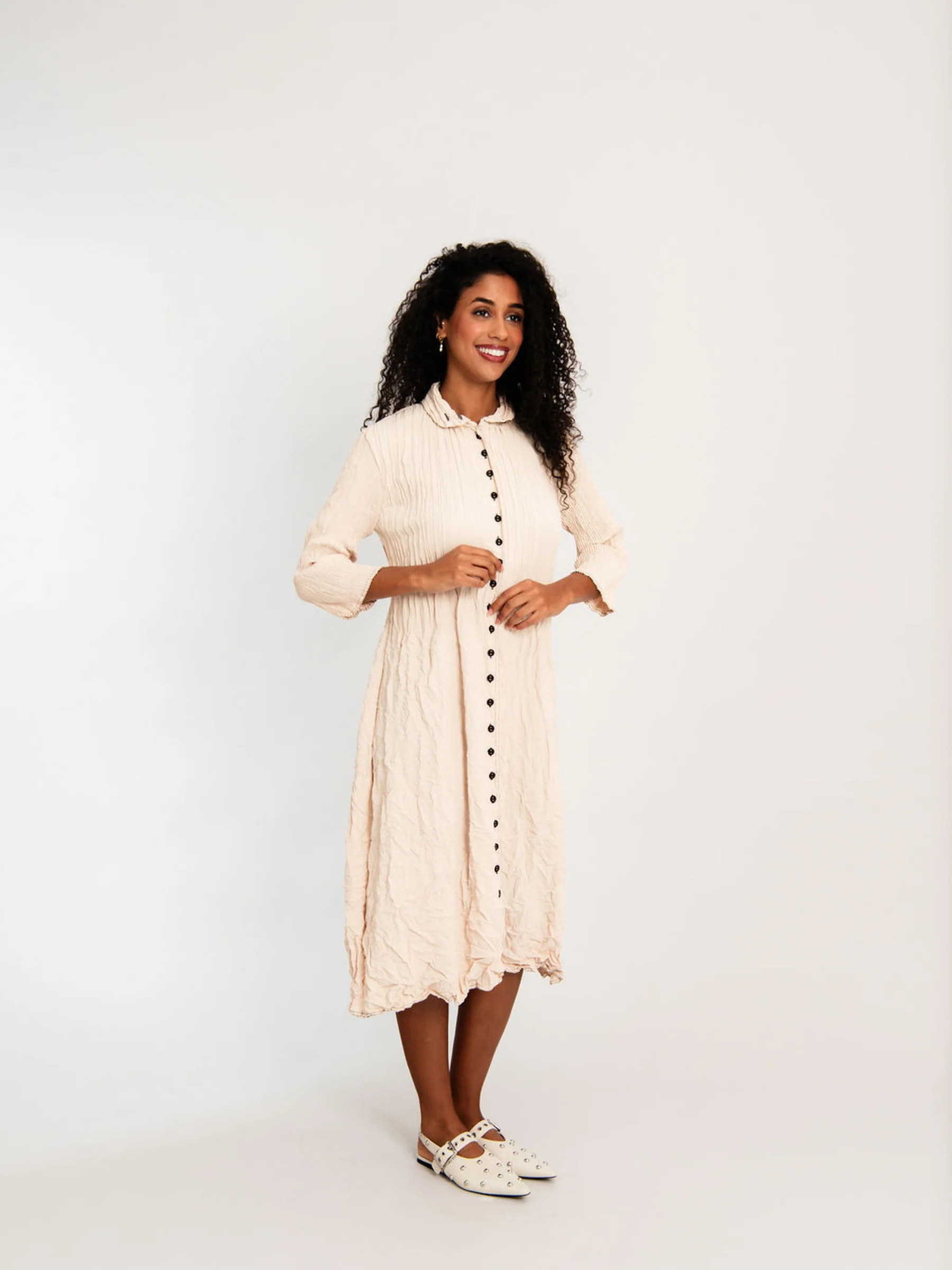 Contrast Linen Like Nehru Coat Dress - Image 6