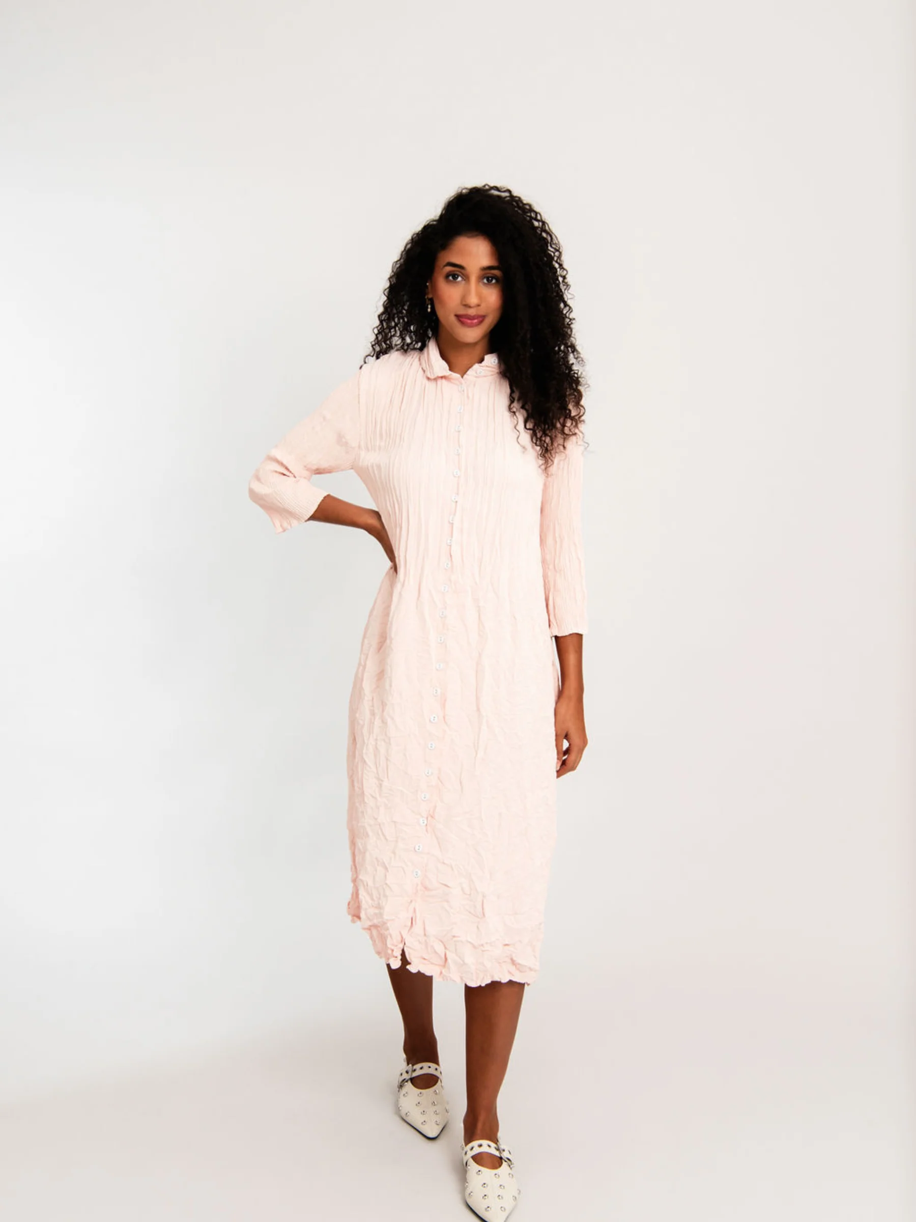 Contrast Linen Like Nehru Coat Dress - Image 7