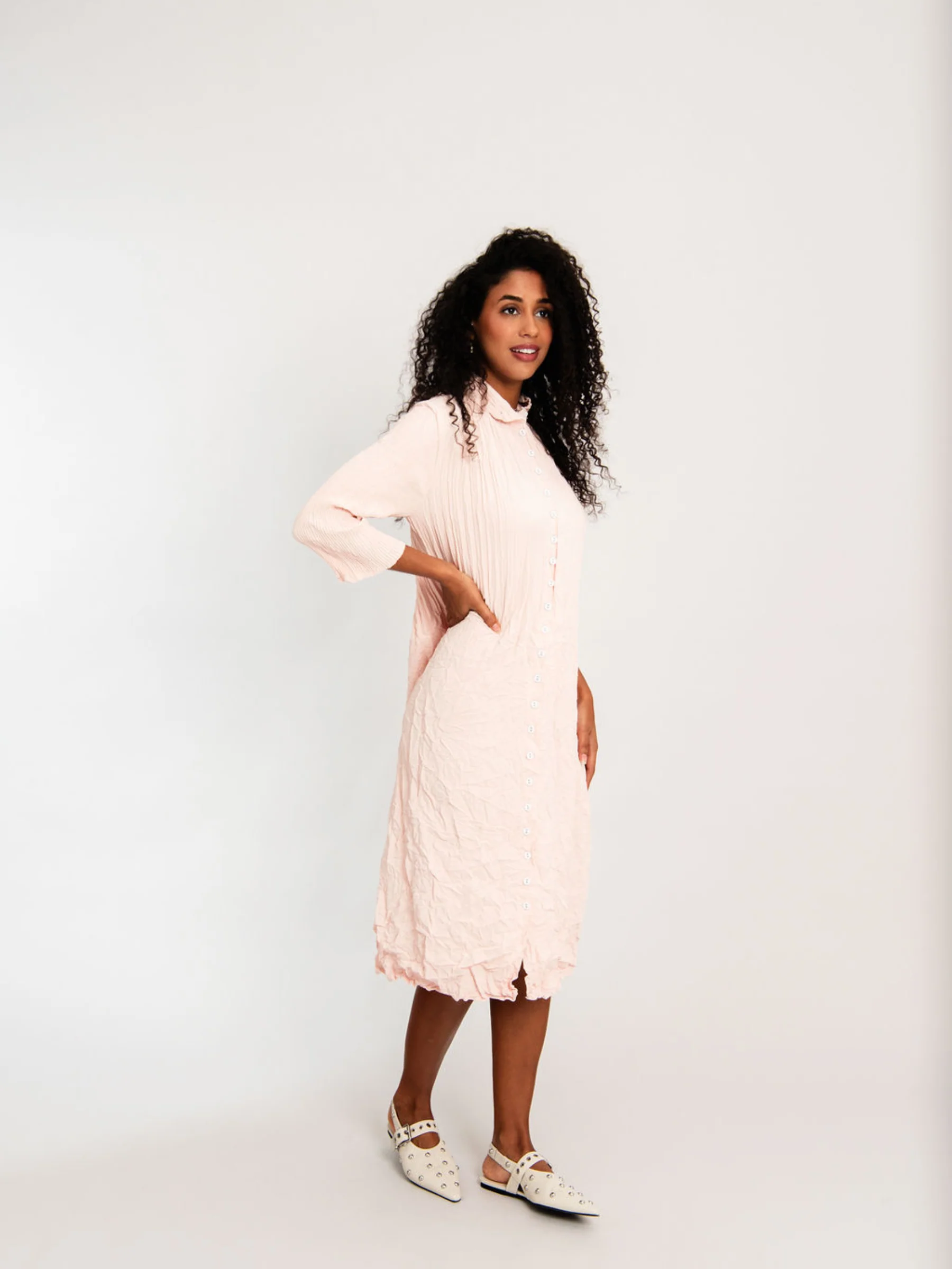 Contrast Linen Like Nehru Coat Dress - Image 8