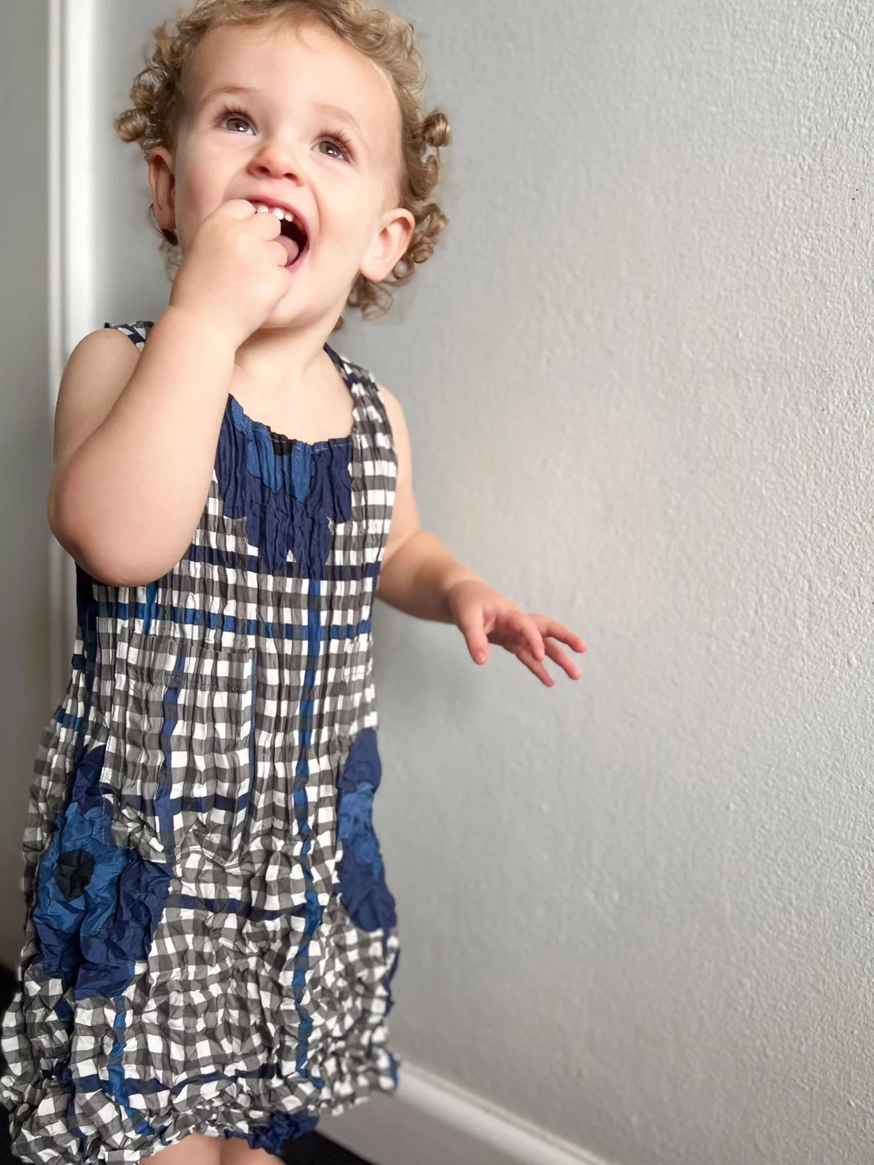 Mini Smash Pocket Dress | Indigo Flower Spot Check - Image 3