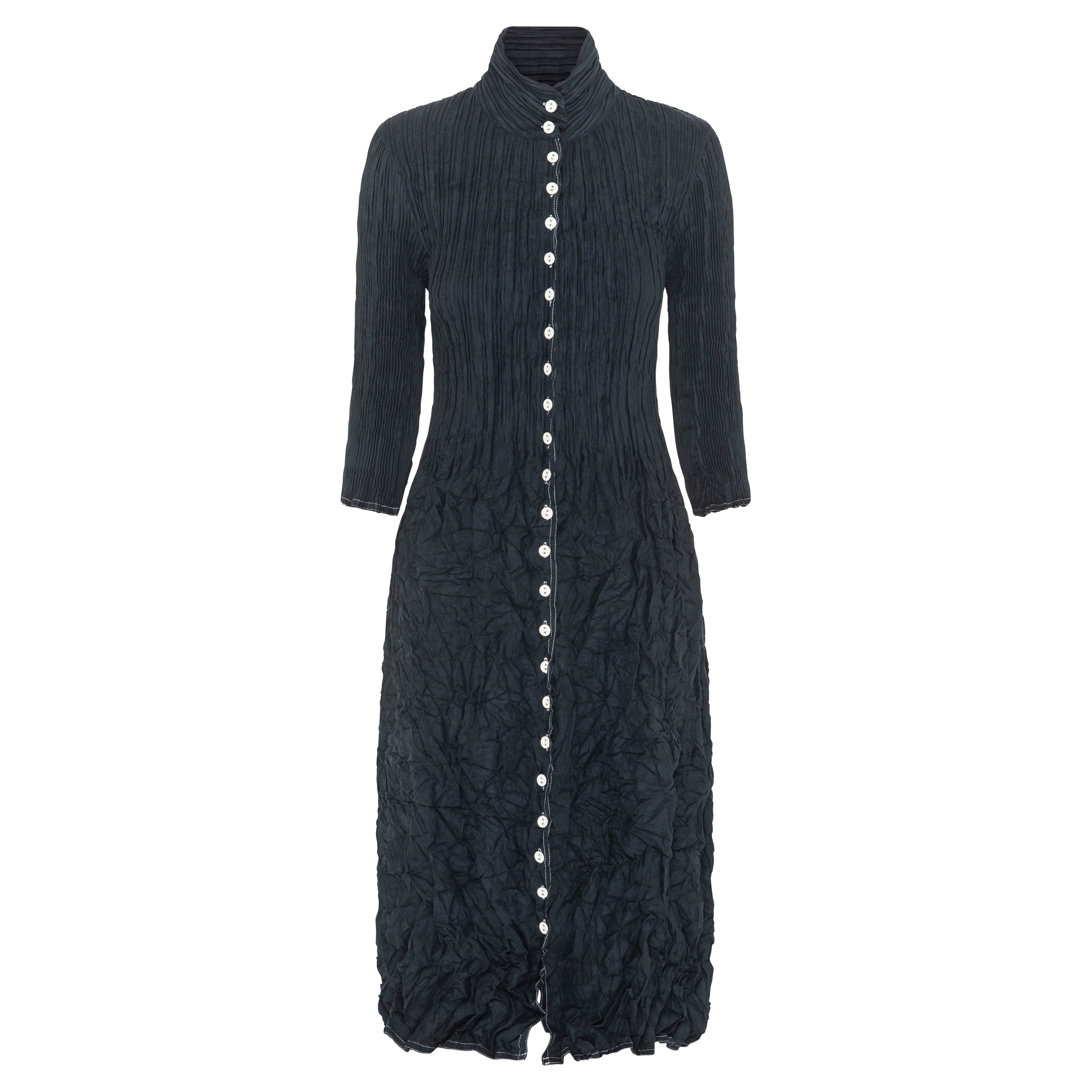 Suede Nehru Coat Dress